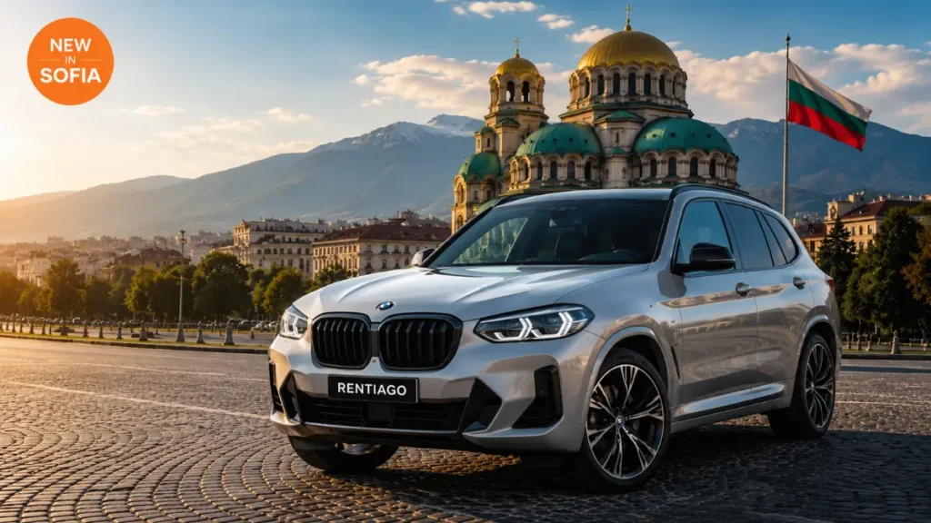 Mietwagen in Sofia mit Rentiago – BMW X3 vor der Alexander-Newski-Kathedrale in Bulgarien